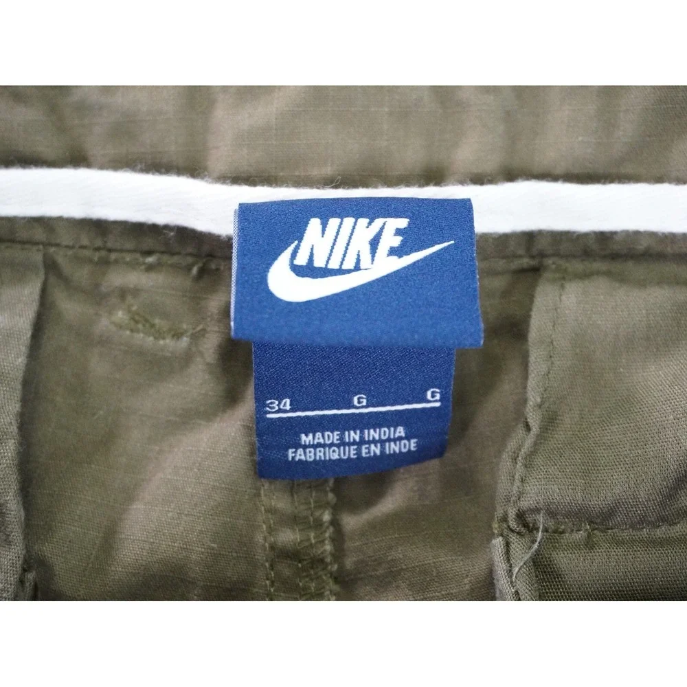 Nike Cargo Shorts Mens 34 Ripstop Olive Green Pockets Outdoor Hike Vintage Y2K‎